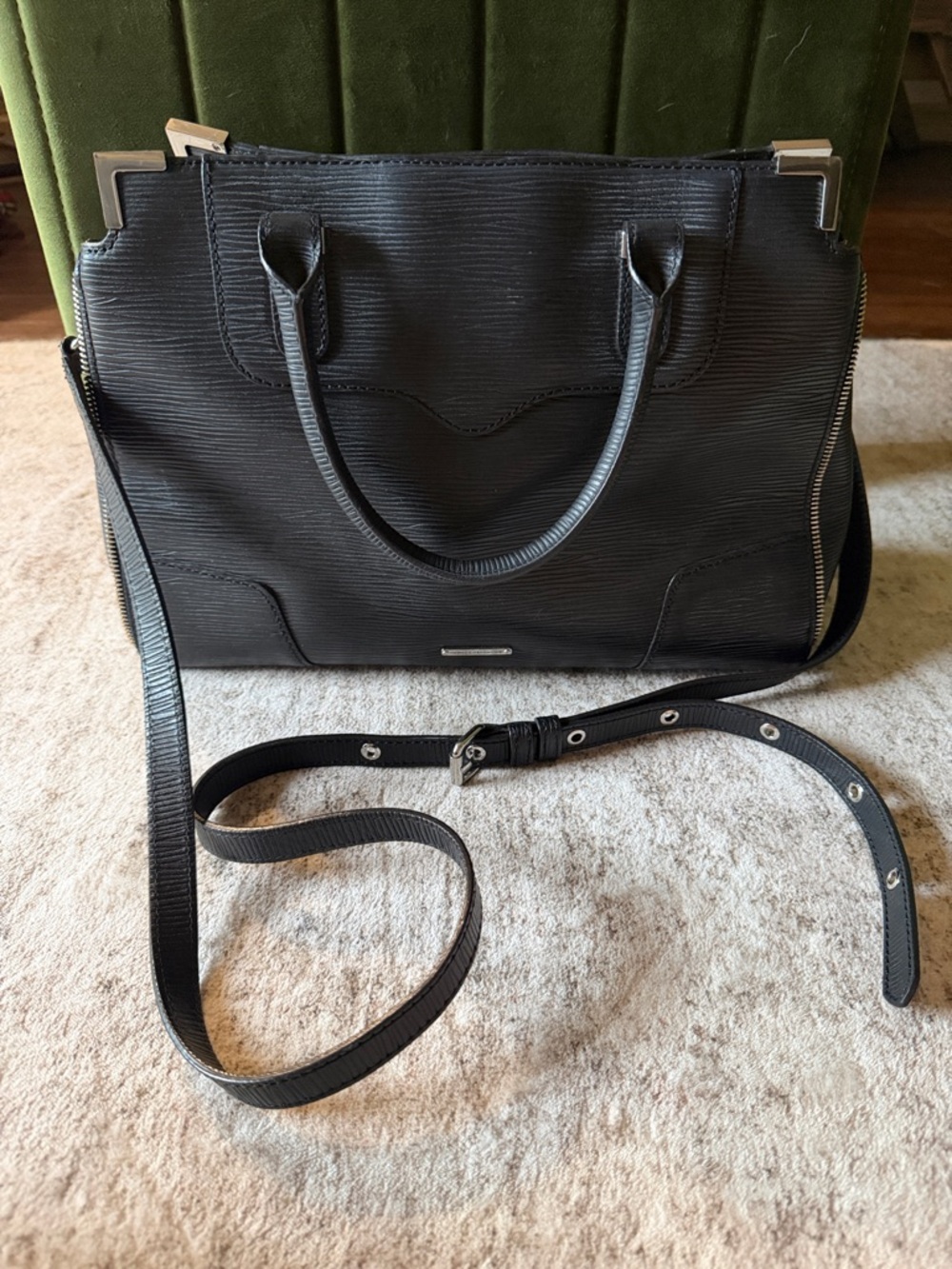 Rebecca Minkoff Black Structured Satchel with Detachable Strap